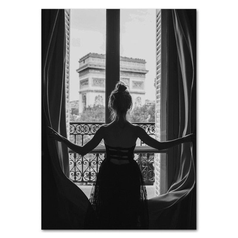 Sophisticated Black and White Abstract Canvas Artwork