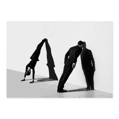 Sophisticated Black and White Abstract Canvas Artwork