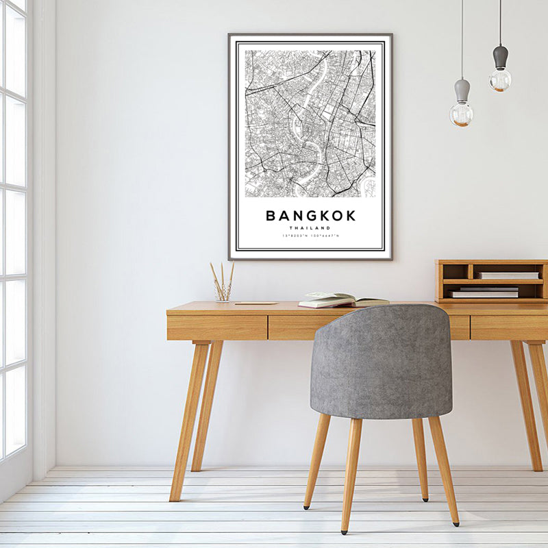Canvas Wall Art of Bangkok City in Black and White
