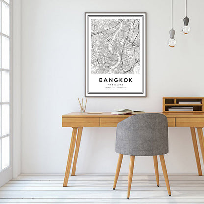Canvas Wall Art of Bangkok City in Black and White