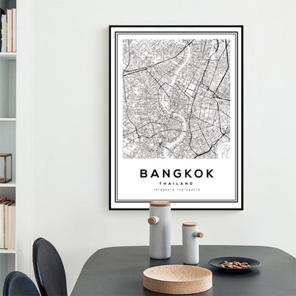 Canvas Wall Art of Bangkok City in Black and White