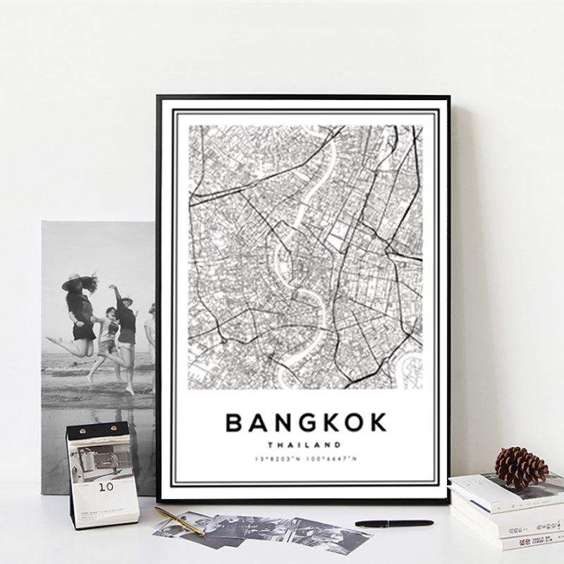 Canvas Wall Art of Bangkok City in Black and White