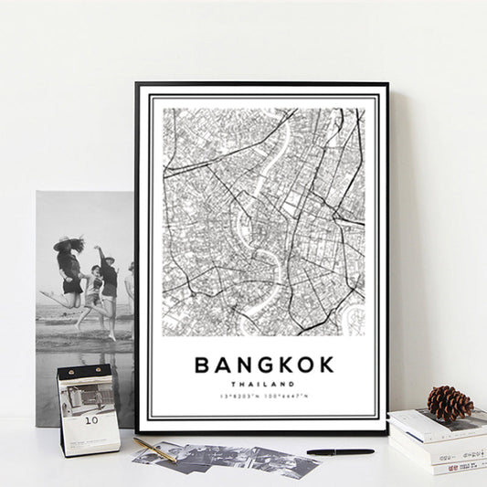 Canvas Wall Art of Bangkok City in Black and White