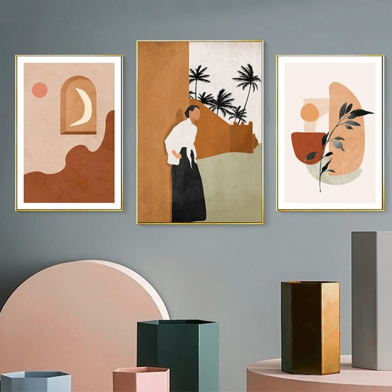 Elegant Abstract Canvas Art Featuring Beige Flora