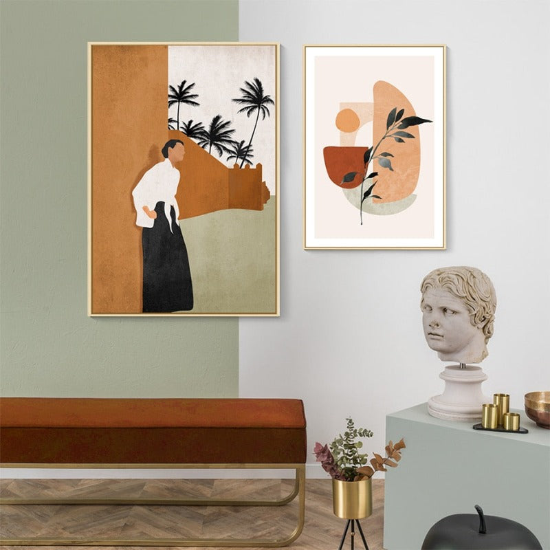 Elegant Abstract Canvas Art Featuring Beige Flora