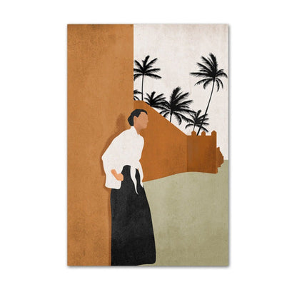Elegant Abstract Canvas Art Featuring Beige Flora