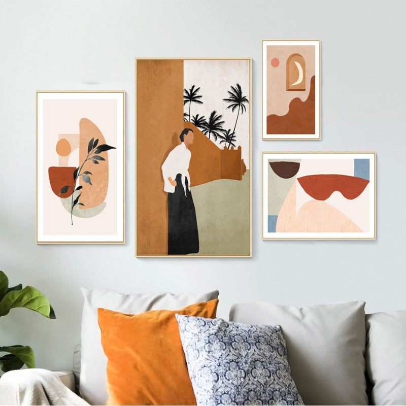 Elegant Abstract Canvas Art Featuring Beige Flora