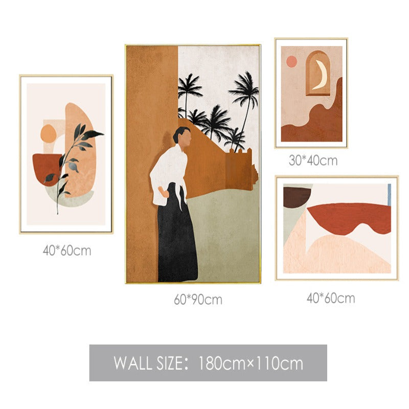 Elegant Abstract Canvas Art Featuring Beige Flora