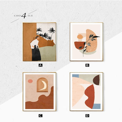 Elegant Abstract Canvas Art Featuring Beige Flora