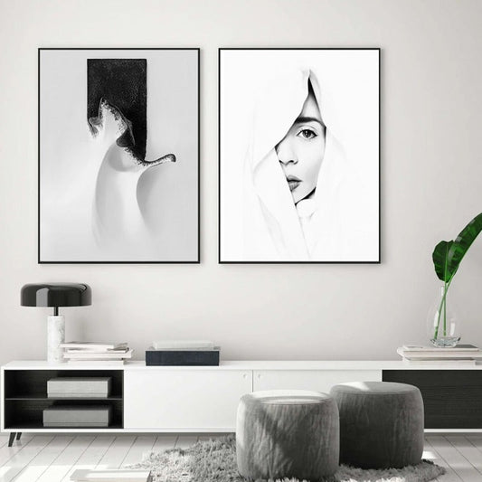 Canvas Painting of Black and White Wall Art