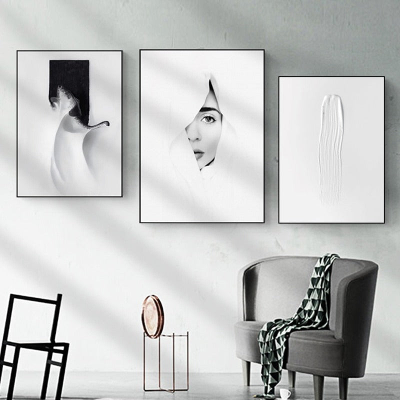 Canvas Painting of Black and White Wall Art