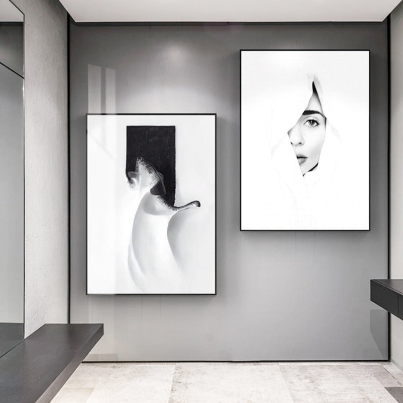 Canvas Painting of Black and White Wall Art