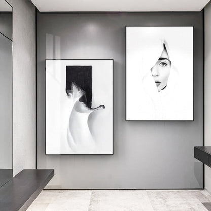 Canvas Painting of Black and White Wall Art