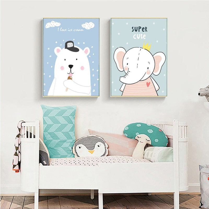 Canvas Wall Art - Baby Jungle Safari Theme Decor