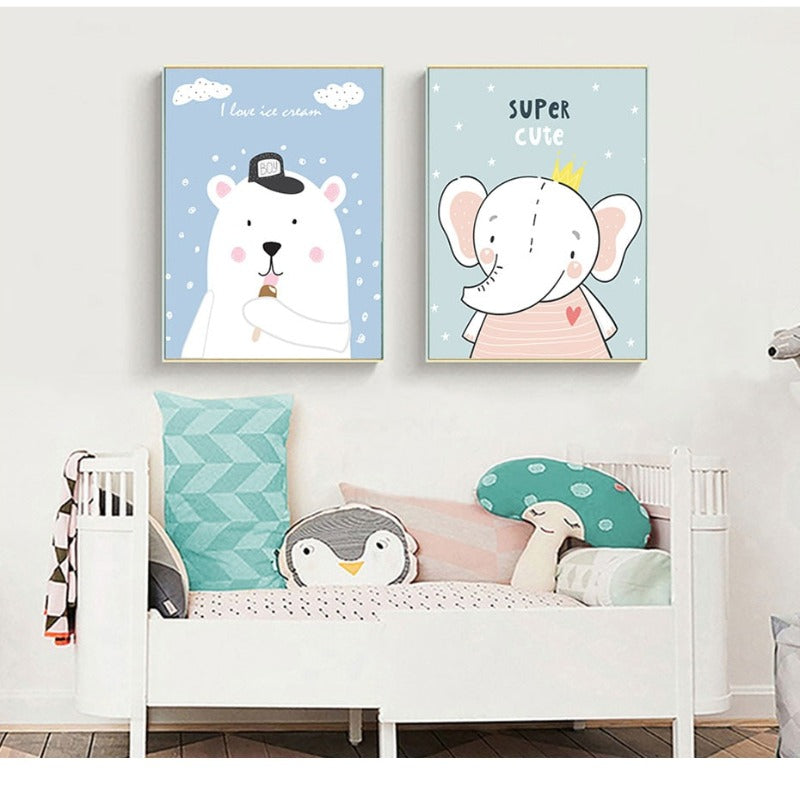 Canvas Wall Art - Baby Jungle Safari Theme Decor