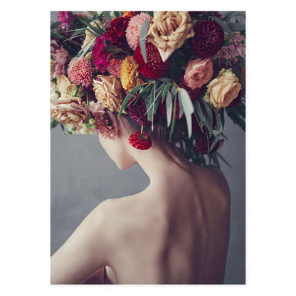 Abstract Canvas Art of Floral Girl in Scenic Design