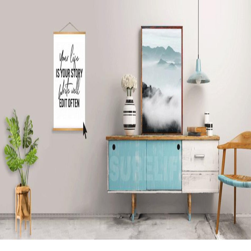 Abstract Canvas Art of Floral Girl in Scenic Design