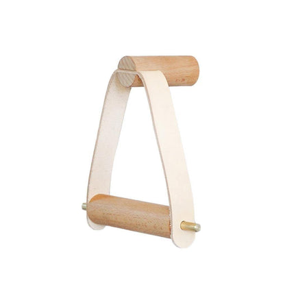 Toilet Paper Holder in Oak and Faux Leather – Minimalist Bathroom Style