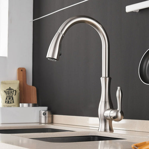 360° Swivel Stainless Steel Kitchen Faucet – Pull-Out Design
