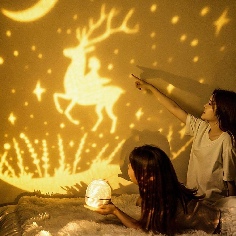 Rotating Night Lamp with 360-Degree Projection