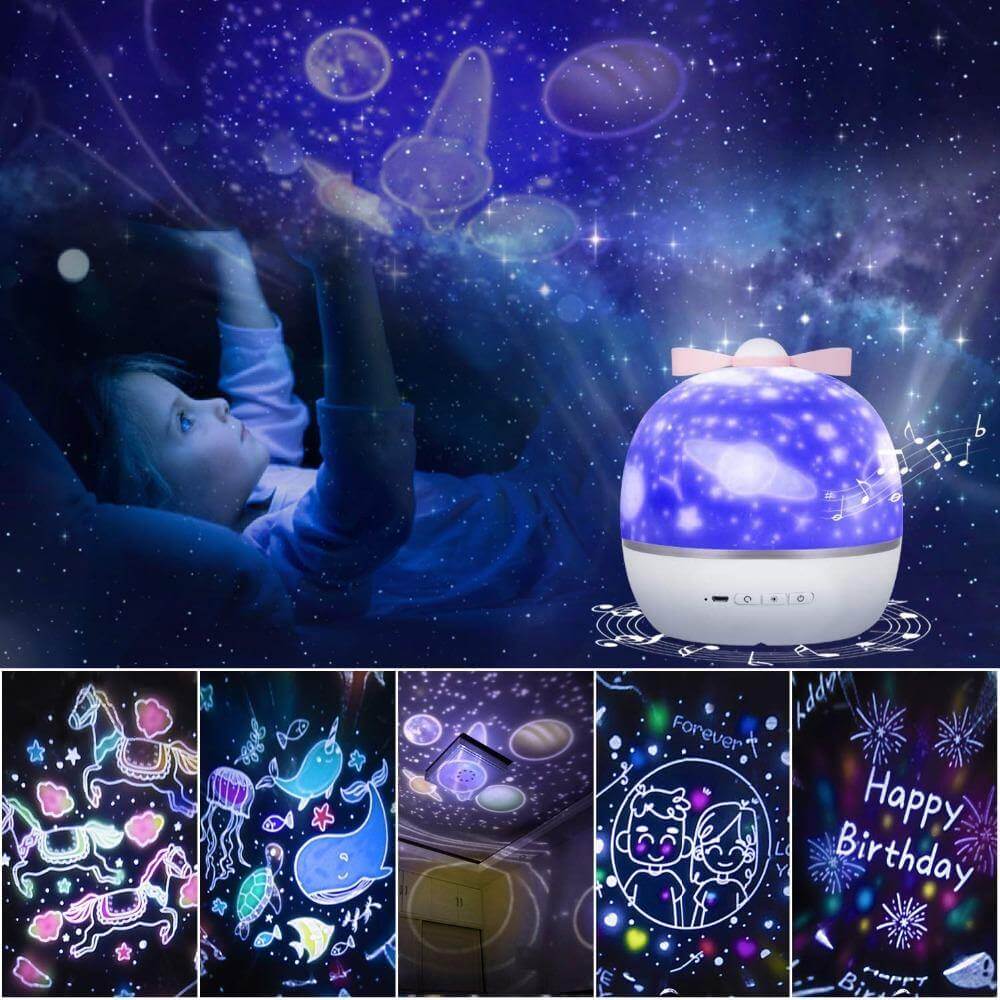 Rotating Night Lamp with 360-Degree Projection