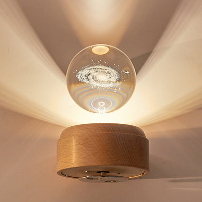 LED Lamp with 3D Rotating Crystal Universe and Music Features