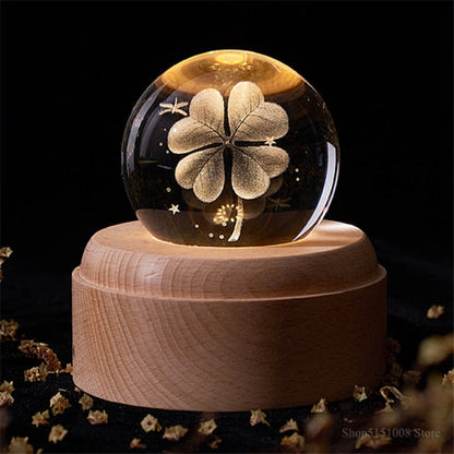 LED Lamp with 3D Rotating Crystal Universe and Music Features
