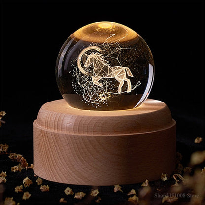 LED Lamp with 3D Rotating Crystal Universe and Music Features