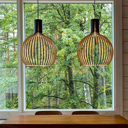 Ceiling Light with Wood Finish – Geometric Pendant Design