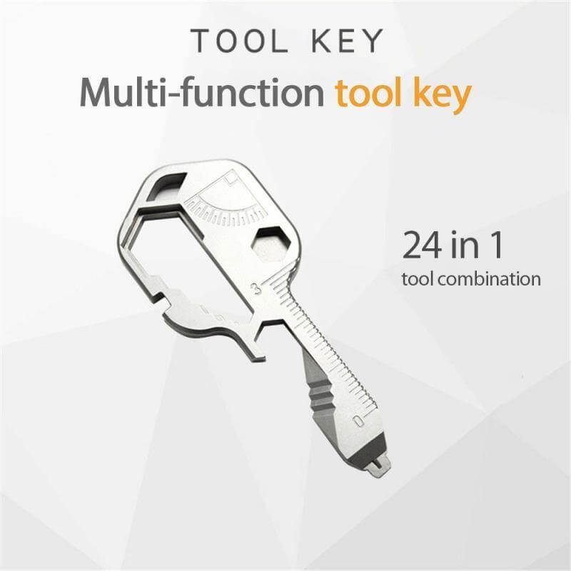 Key-Shaped Pocket Multi-Tool with 24 Functions