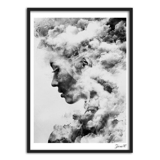 Abstract Black and White Canvas Art for Women - Wall Decor Painting
