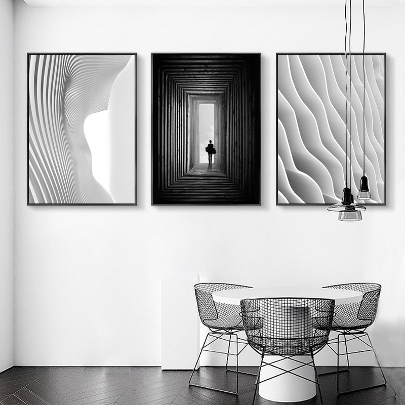Canvas Artwork of Black and White Space - Wall Decor