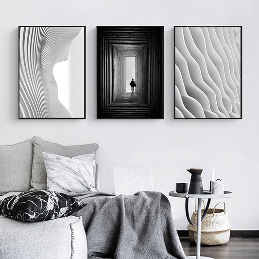 Canvas Artwork of Black and White Space - Wall Decor