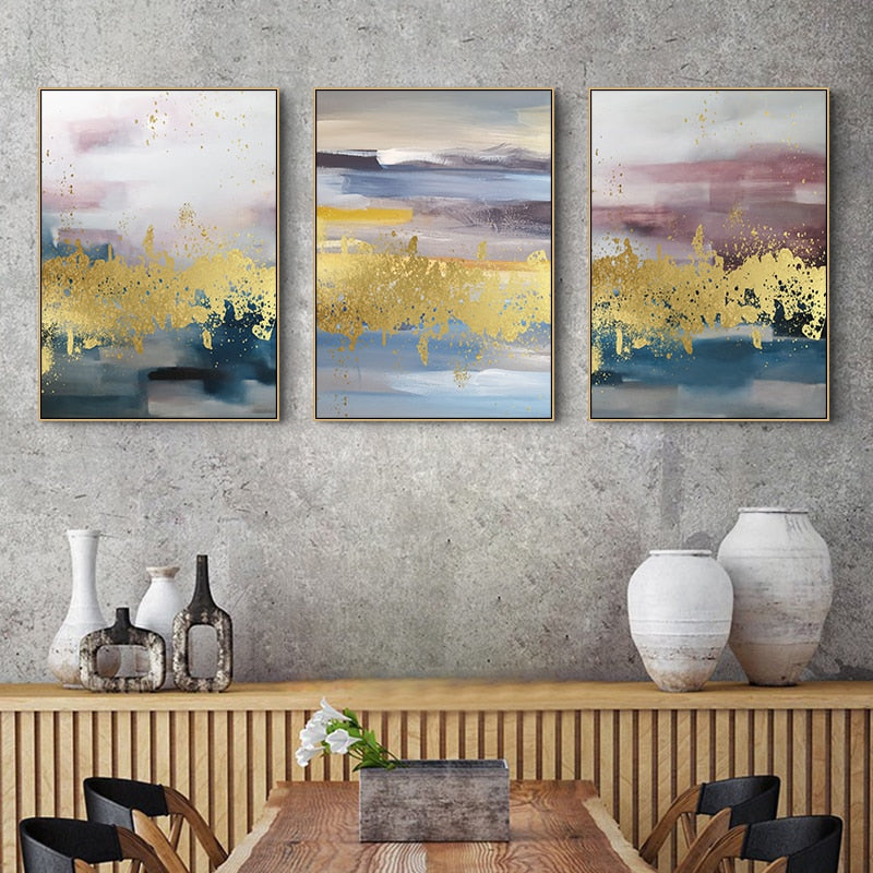 Elegant Golden Horizon - Contemporary Canvas Art