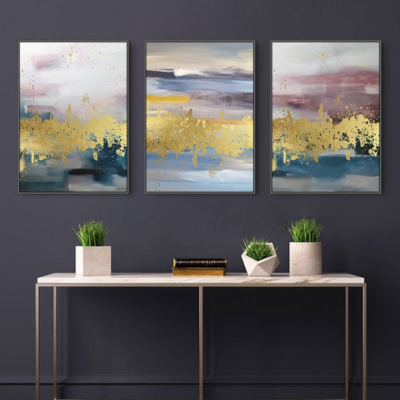 Elegant Golden Horizon - Contemporary Canvas Art