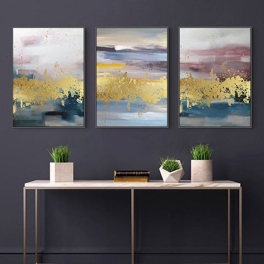 Elegant Golden Horizon - Contemporary Canvas Art