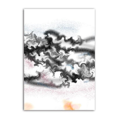 Abstract Mountain Design in Black and White Swirl