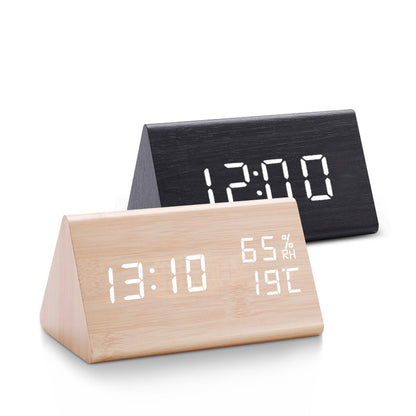 LED Alarm Clock with Digital Wood Finish Display