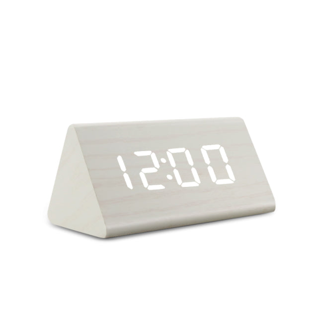 LED Alarm Clock with Digital Wood Finish Display
