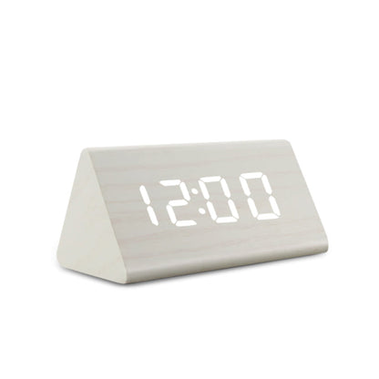 LED Alarm Clock with Digital Wood Finish Display
