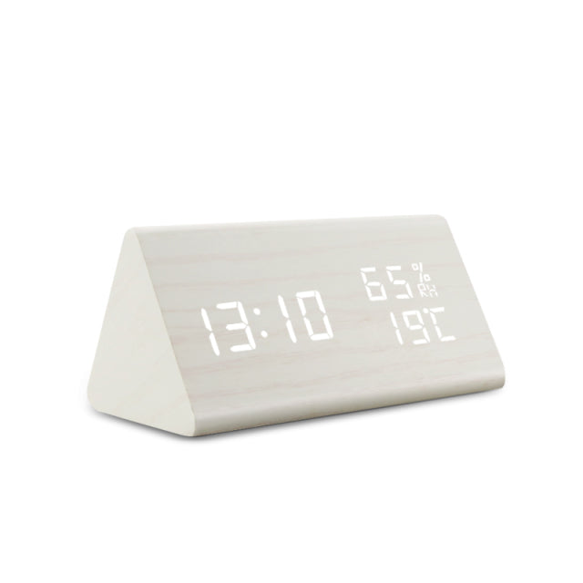 LED Alarm Clock with Digital Wood Finish Display