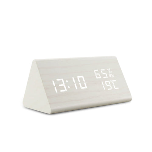 LED Alarm Clock with Digital Wood Finish Display