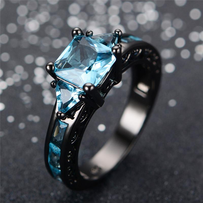 10kt Black Gold Plated Aquamarine Ring - Gemstone Jewelry