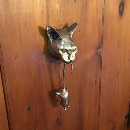 Metal Door Knocker – Creative Design Featuring Cat and Mouse