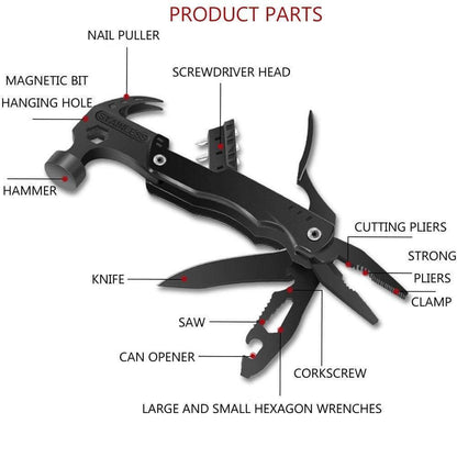 14-in-1 Outdoor Tool in Stainless Steel – Portable Multi-Function