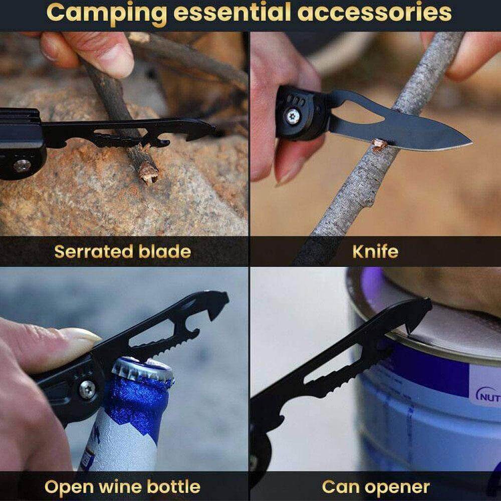 14-in-1 Outdoor Tool in Stainless Steel – Portable Multi-Function