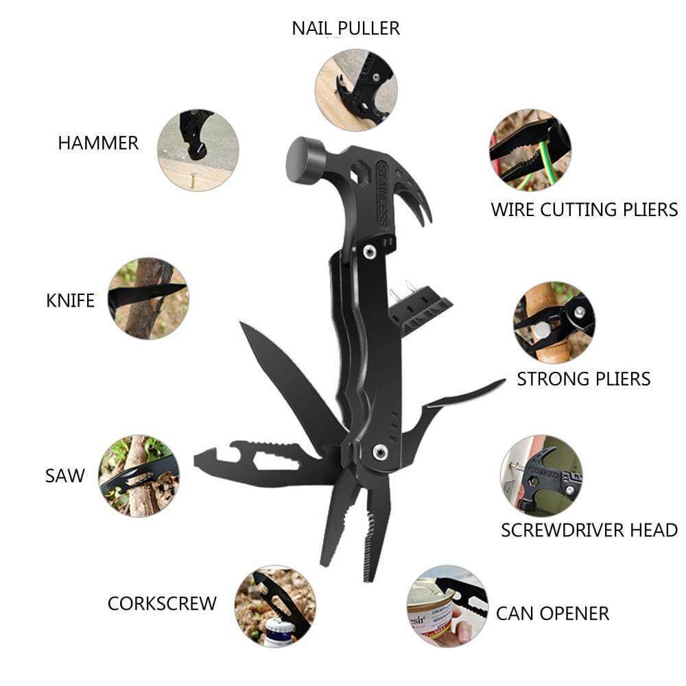 14-in-1 Outdoor Tool in Stainless Steel – Portable Multi-Function