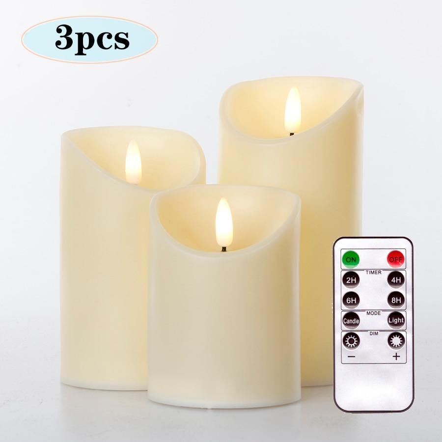 Set of 3 Remote-Controlled LED Candles for Safe Ambience