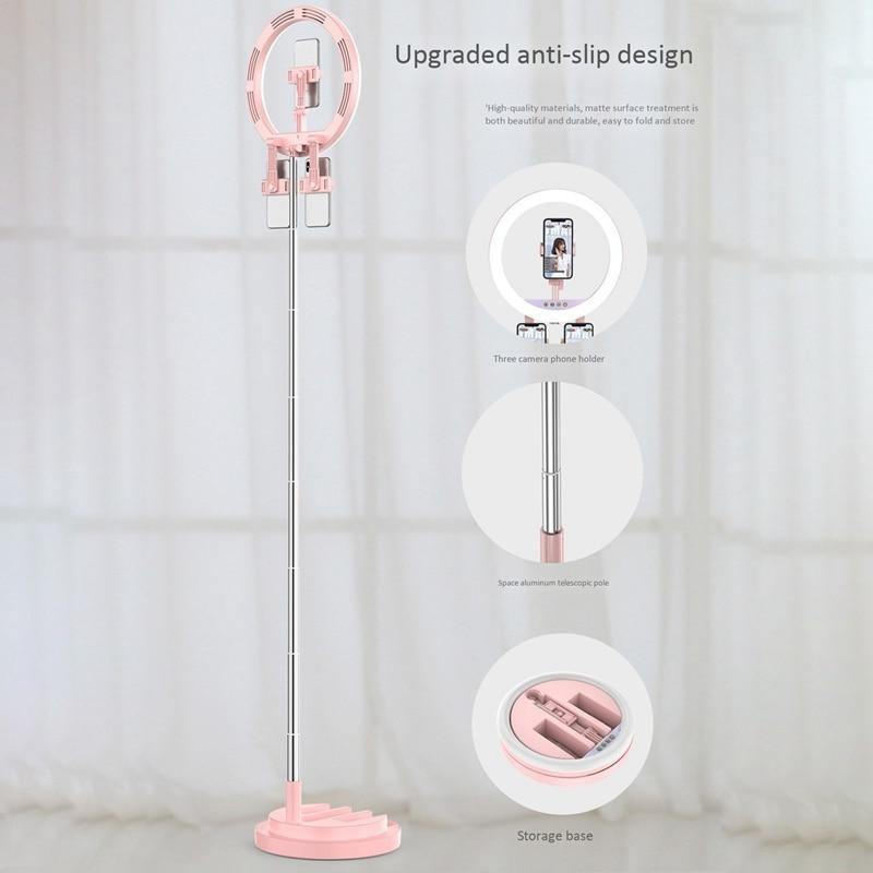 Dimmable Round LED Selfie Light with 3 Adjustable Modes - Foldable