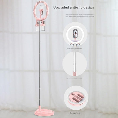 Dimmable Round LED Selfie Light with 3 Adjustable Modes - Foldable
